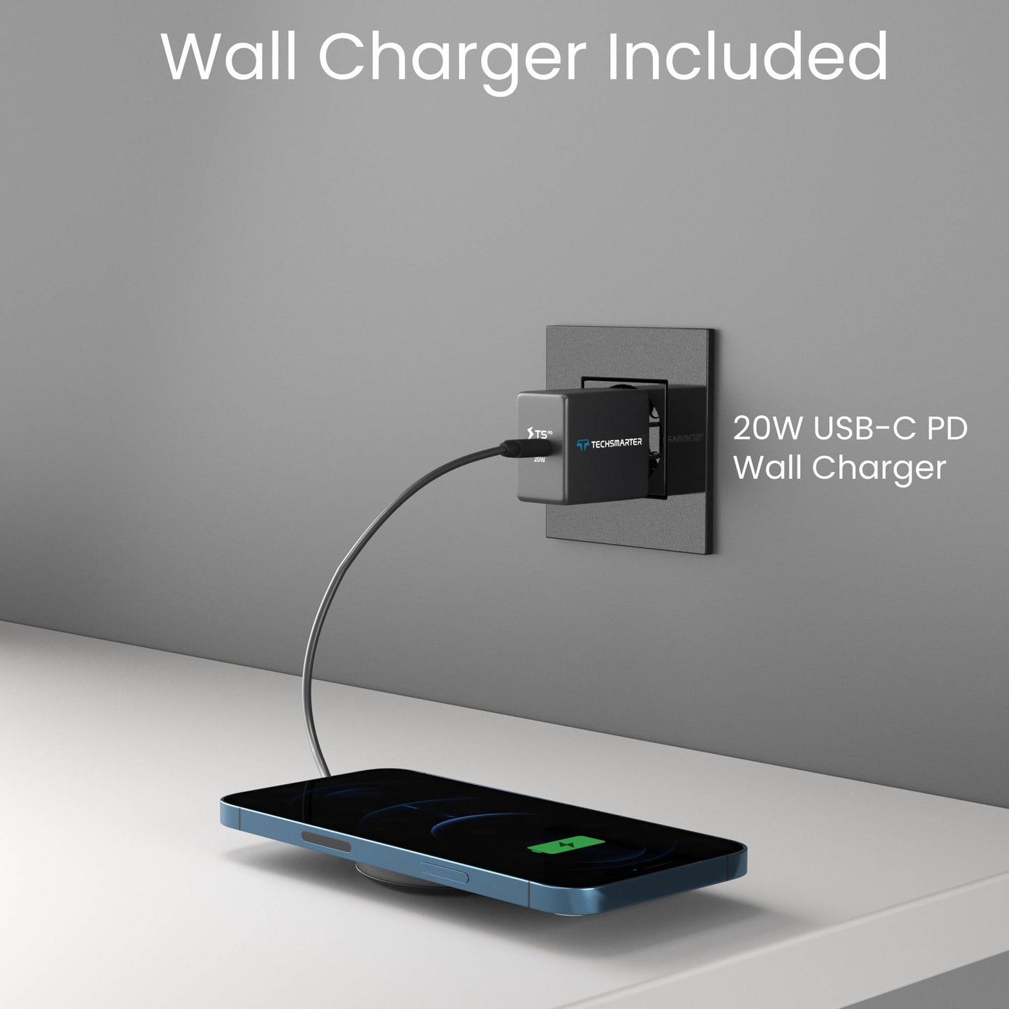 MagBoost Magnetic Wireless Charger with Wall Charger - TechsmarterTechsmarter